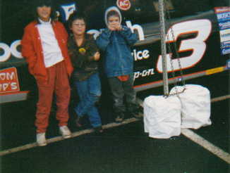 my kids with Earnhadrts car.jpg (11504 bytes)
